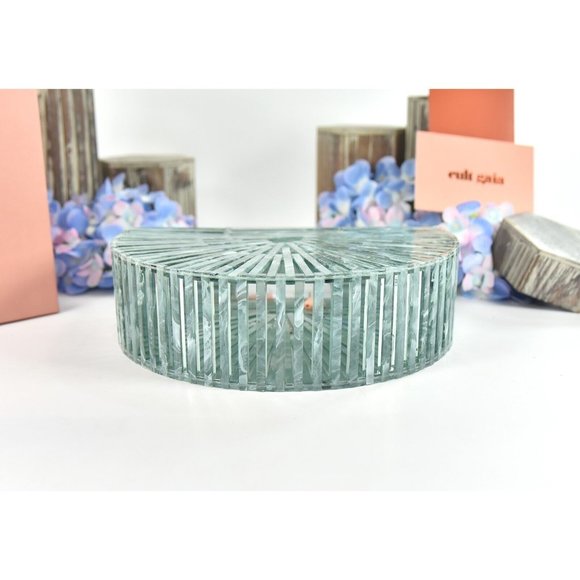 Cult Gaia Seaspray Blue Marble Acrylic Mini Ark Top Handle Bag NWT - Picture 9 of 11